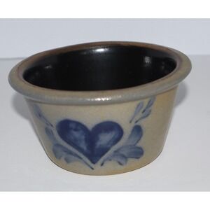 Rowe Pottery Works 1999 Salt Glaze Stoneware Heart Bowl Cambridge WI Vintage